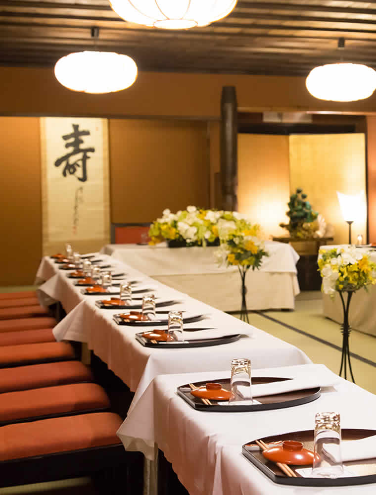 料亭結婚式の準備が整った会場の様子